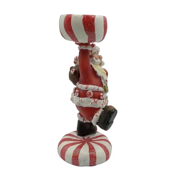 Jolly Peppermint Santa Claus Candle Holder - Picture 4 of 8